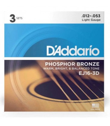 D'Addario EJ16-3D - struny do gitary ak. 3-PACK