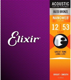 Elixir 11052 - struny do gitary akustycznej Bronze Nanoweb 12-53 11052