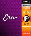 Elixir 11052 - struny do gitary akustycznej Bronze Nanoweb 12-53 11052