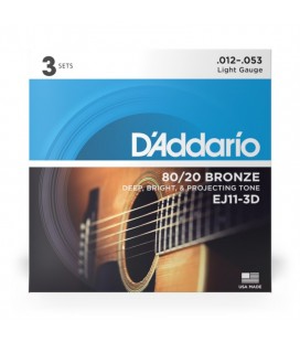 STRUNY DO GITARY AKUSTYCZNEJ D'ADDARIO EJ11-3D - TRÓJPAK