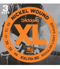 Struny do gitary elektrycznej Daddario EXL110-3D - TRÓJPAK